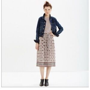 Madewell Patterned Midi Dress - Cream and Brown